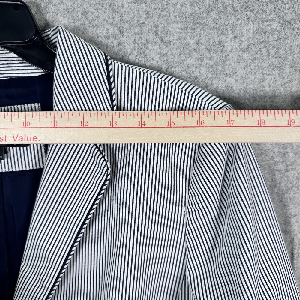 Talbots Size 16 Womens Blazer Pinstripe Blue Two Button Lined Work Long Sleeve - Picture 4 of 14